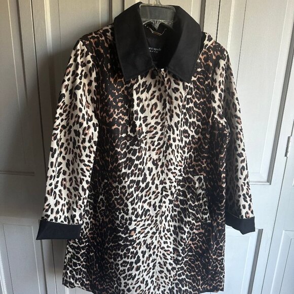 NWT $300 Kate Spade New York Water Resistant Leopard Print Raincoat Size XL - Picture 2 of 6